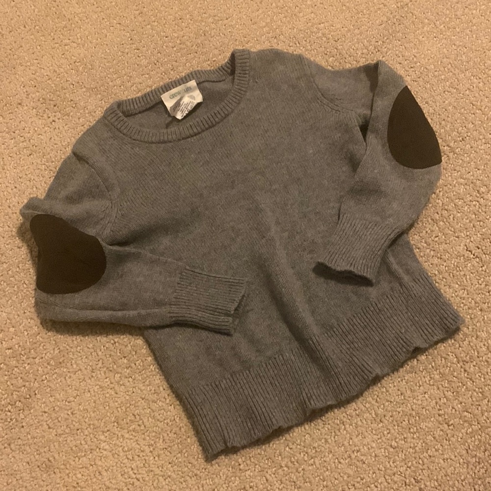 Gray sweater with elbow patches
